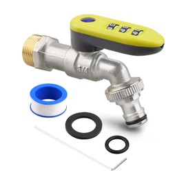 Upgraded Yellow Handle Outdoor Code Lock Faucet, Keyless Design, Brass Material, Fit for Houses, Vacant Rooms and Vacation Homes