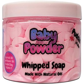 Baby Powder Whipped Soap Body Wash - 150g - Natural Oils and Kaolin Clay - Calm & Relaxing Scent - Vegan Friendly - Puddle of Wax - Made in the UK
