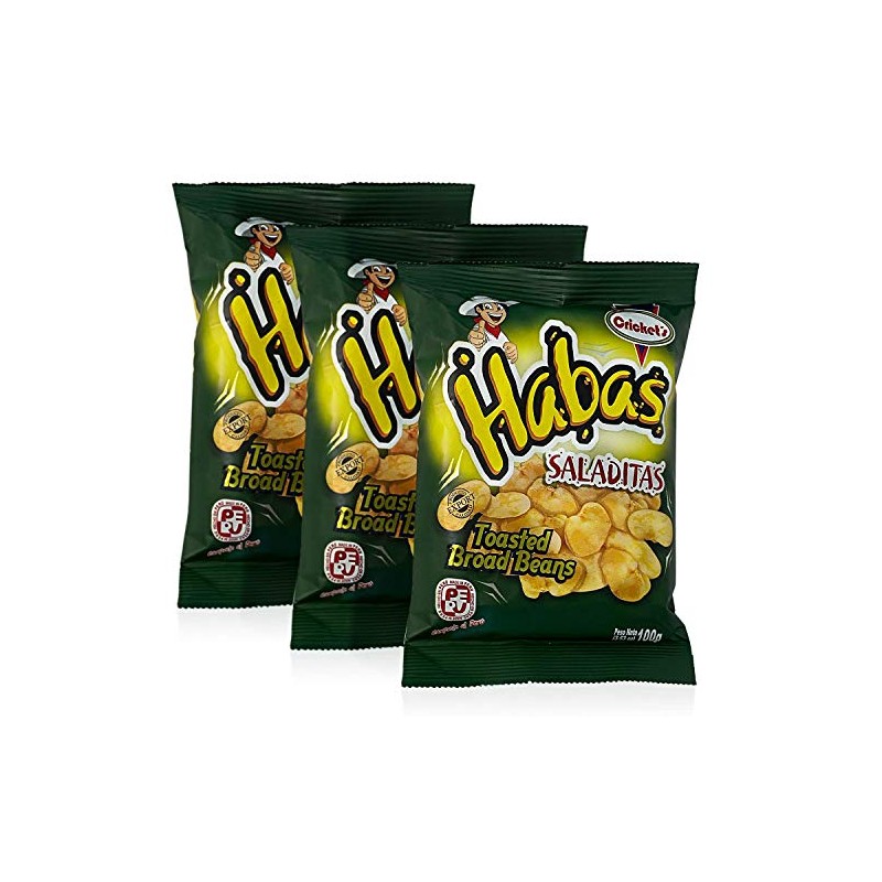 CRICKET'S Habas Saladitas | Toasted Haba Beans 3 Pack of