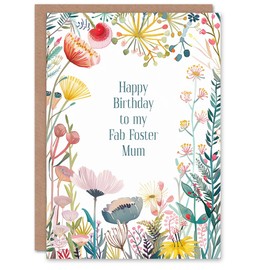 Artery8 Greeting Card To My Fab Foster Mum Fabulous Floral Flowers For Her Mum Mom Mother Woman Birthday Card