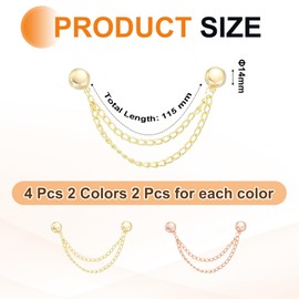 QUARKZMAN Pack of 4 Magnetic Clothes Clips Round Clothes Clips with Chain Clothes Clips Multifunctional Hijab Magnets for Thin Clothes Scarves Trouser Legs Brooch