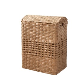 Apostle Rectangular Woven Laundry Hamper with Lid - Spacious Wicker Basket for Clothes Storage (Natural Brown, 18.5x14.6x24 in)