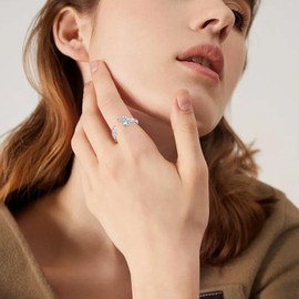 HUKKUN Dachshund Rings for Women 925 Sterling Silver Adjustable Moonstone Dachshund Rings Dog Jewelry Gifts for Women