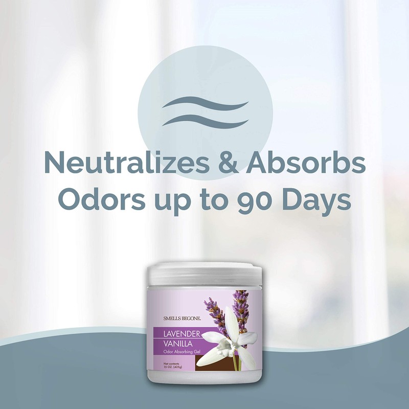 SMELLS BEGONE Lavender Vanilla Odor Absorber 15 Ounce Gel Eliminates