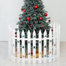 Elcoho 15 Pieces 16" Tall Christmas Tree Fences Thick White Plastic Picket Fence Border for Cat Dogs Proof Christmas Tree Barrier Fence Decoration for Home Garden Party