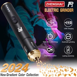 ZHENGHAI P1 Electric Herb and Spice Grinder. USB Rechargeable, Fast Grinding for Fresh Spices and Dry Flower Buds. Includes Portable Travel bag and Cleaning Brush Travel Set (Black)