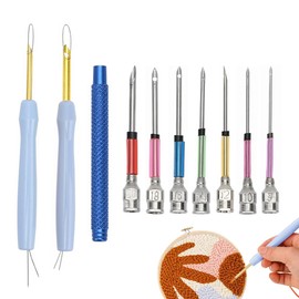 Punch Needle Set 7 Sizes Punch Needles with 1 Handle Solid and Durable Punch Needle Threader Embroidery Starter Kit Easy to Use Punch Needle for Embroidery Thread Cross Stitch Beginners