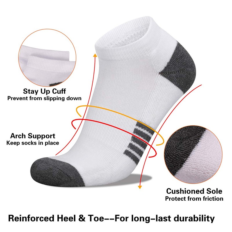 eallco Mens Ankle Socks Low Cut Athletic Cushioned Running Tab
