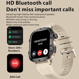 Military Smart Watch Make Answer Calls, Fitness Tracker Heart Rate Blood Pressure Sleep Monitor, Pedometer Step Counter Watch 100+ Sport Modes, IP68 Waterproof Fitness Watch for Android iOS Phones