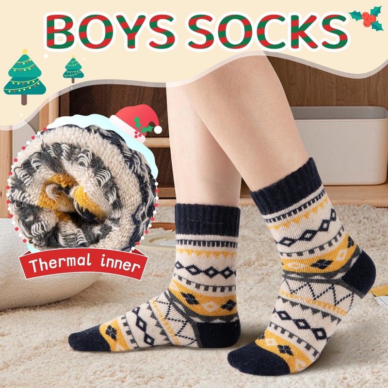 Comfoex Kids Wool Socks Warm Thick Thermal Cozy Soft Crew