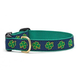 Up Country - Collar para perro, diseño de trébol azul marino (pequeño/ancho)