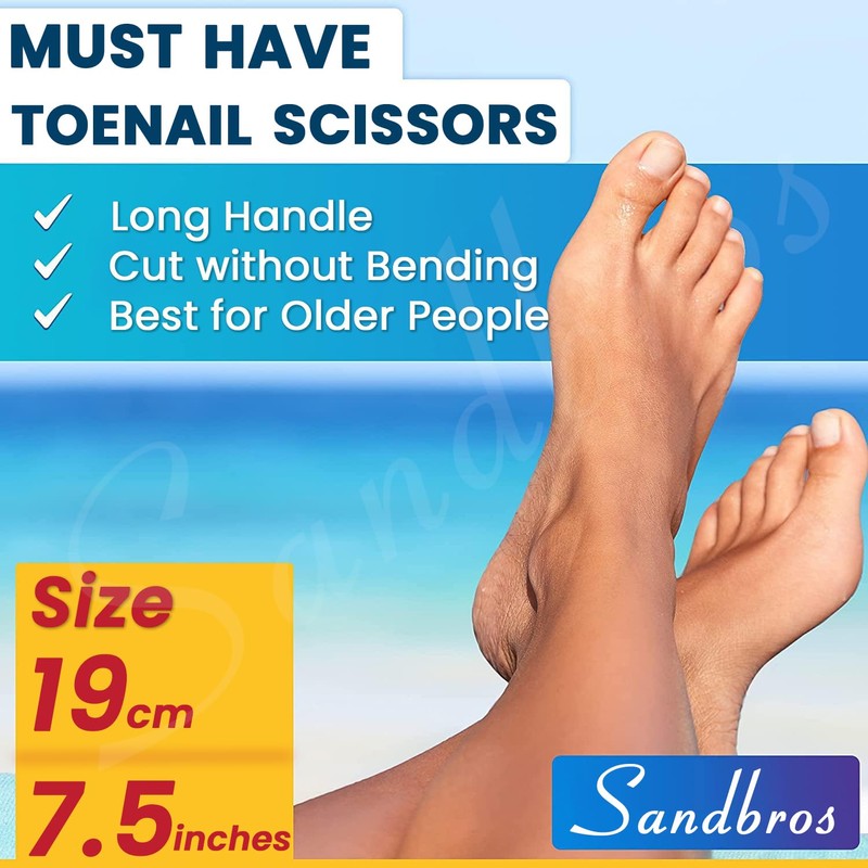 SANDBROS®Extra Long Toe Nail Scissors Clippers Cutters Back Pain Chiropody