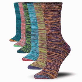 Tipi Toe Women's 6-Pairs Colorful Funky Cosmic Fusion Earthy Tones Space Dye Patterned Crew Dress Socks, WC26-A-T1
