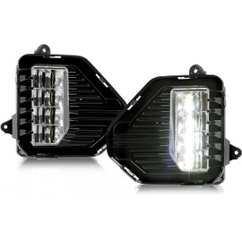 KUAFU LED Fog Light & Fog Light Bezel Compatible with 2019-2023 GMC Sierra 1500 Denali Waterproof Fog Lamp Assembly Black Bezel & Clear Lens Pair 2Pcs