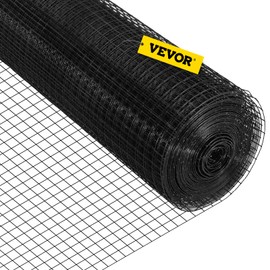 VEVOR 24" x50' Hardware Cloth, 1"x1" Mesh Size, Galvanized Steel Vinyl Coated 16 Gauge Welded Wire w/A Cutting Plier & A Pair of Fabric Gloves, for Garden Fencing & Pet Enclosures, Black