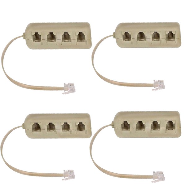 XIAOYAOREN 4PcsRJ11 Phone Socket 6P4C Male Phone Jack Splitter to