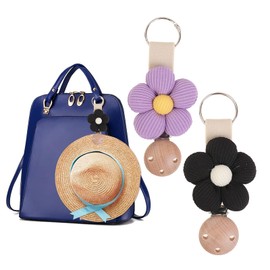 VPbao 2 Pack Flower Hat Clips for Travel on Bag, Stylish Backpack Pendant Keychain Charm Flower with Travel Hat Clip Hands-Free Hat Holder Clip for Handbag Backpack Luggage Hat Companion Outdoor 003C