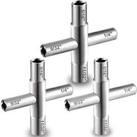 Pioleackflew 4 Way Sillcock Key Set 1/4", 9/32", 5/16", 11/32 Utilities Key Steel Sillcock for Electric Water Gas Meter Box Cupboard Cabinet Opening Key (3 PCS)