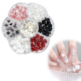 Rose Nail Parts, Approximately 90 Pieces, Nail Parts, Characters 6 Color Mix, 0.2 inch (6 mm), 0.3 inch (8 mm), 3D, Cute, Flower Parts, Nail Art, DIY Handmade