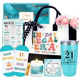 21st Birthday Gifts for Her 21 Year Old Birthday Gifts for Her Cool Fabulous Gift for 21 Year Old Female 2004 Gift Ideas for Girl Happy 21st Bday Decorations Basket with Tumbler Bag for Women Daughter