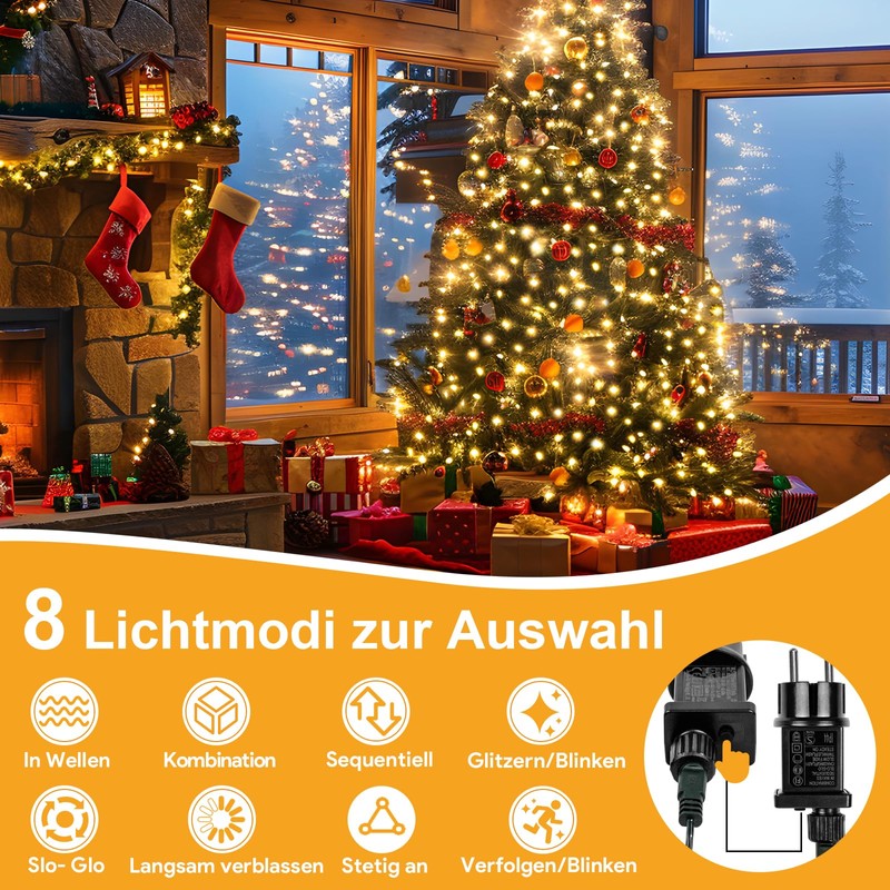 WUQNGI Fairy Lights Christmas Tree 200 cm 400 LEDs