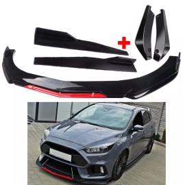 Unbranded Front Bumper Lip Splitter Spoiler Body Kit + Side Skirt For Ford Focus Glossy