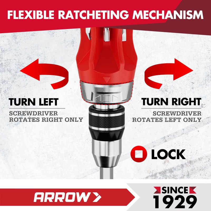 ARROW Ratcheting Screwdriver, 12-IN-1 Multi Bit Ratchet Screwdriver set
