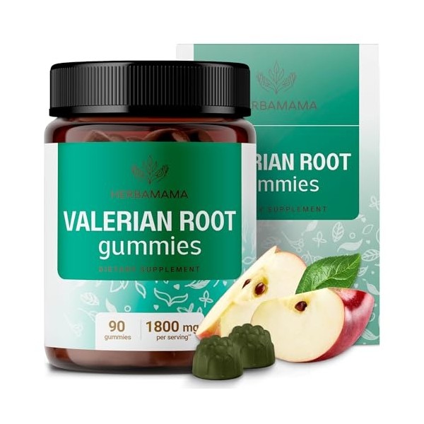 HERBAMAMA Valerian Root Gummies - 1800 mg Valerian Herbs for
