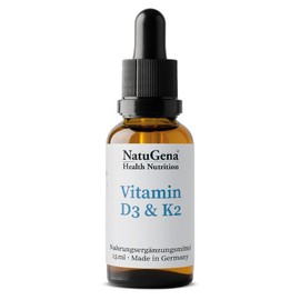 NatuGena Vitamin D3 & K2, Vitamin D & Vitamin K2 (MK-7, all-trans), per drop 1000 IU and 20 μg Vitamin K2 (MK-7 all-trans), highest bioavailability, 15 ml / 525 drops
