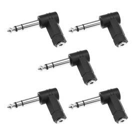 EMSea Stereo Audio Adapter Right Angle 6.35 mm 3 Pole TRS Male to 3.5 mm Female Converter for Headphones Headsets Electric Piano Guitar Mixer Pack of 5