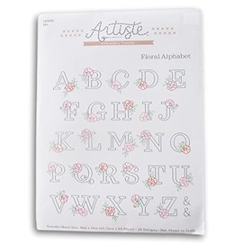 Floral Alphabet Embroidery Transfer Sheet Pattern - 18 x 24 Inch Featuring 28 Designs