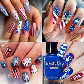 6Pcs 4th of July Nail Stickers Independence Day Nail Art Stickers Decals 3D USA Letter Flag Heart Star Design Patriotic Nails Decals Statue of Liberty Nails Supplies Sticker for July Fourth Manicure