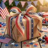 Patriotic Ribbon Wired 2.5 Inch x 10 Yards Red White