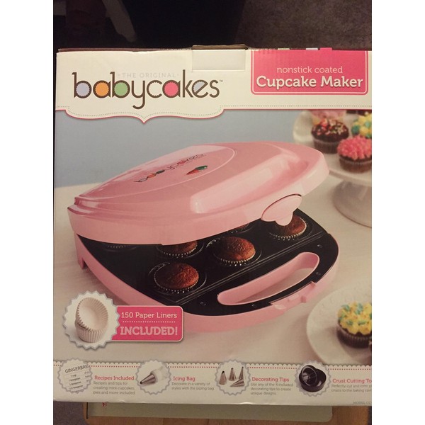 Babycakes Mini 8 Cupcake Maker Includes 150 Liners and Decorating Kit