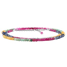 InfinityGemsArt Premium Gifts For Women Multi Sapphire Choker Necklace Gemstone Beads Crystals Dainty Jewelry September Birthstone, Beaded Chakra Healing Stones, 925 Sterling Silver 18 inch