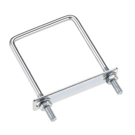 sourcing map Square U-Bolts 3-1/8"(80mm) Inner Width Carbon Steel M8 with Nuts, Frame Plate, Round Washers