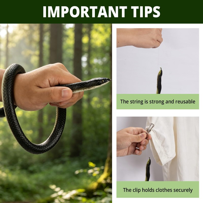 SJKHGU Fake Snake Rubber Snake Prank with String Clip