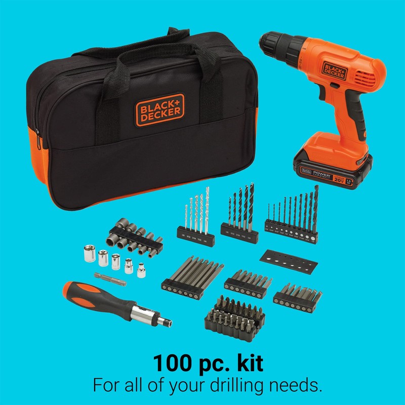 BLACK+DECKER 20V MAX* POWERCONNECT Cordless Drill Driver Kit with Drill