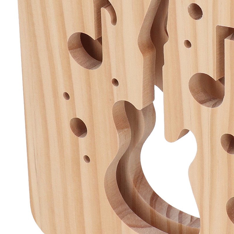 LED Night Light Unique Guitar Hollow Design 3D Wooden Night