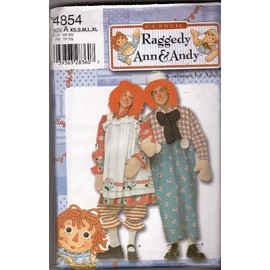 Simplicity Pattern 48542003 Adult Raggedy Ann & Andy Costumes; Size A 30"-48" Chest