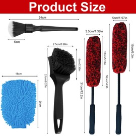 dogmoon Auto-Radbürsten-Set, 5-teilig, Auto-Detaillierung, Felgenbürste, Waschwerkzeug-Set mit Auto-Reiniger-Handschuhen, biegbarer Felgenreinigungsbürste und Mikrofaser-Felgenreinigerbürste für