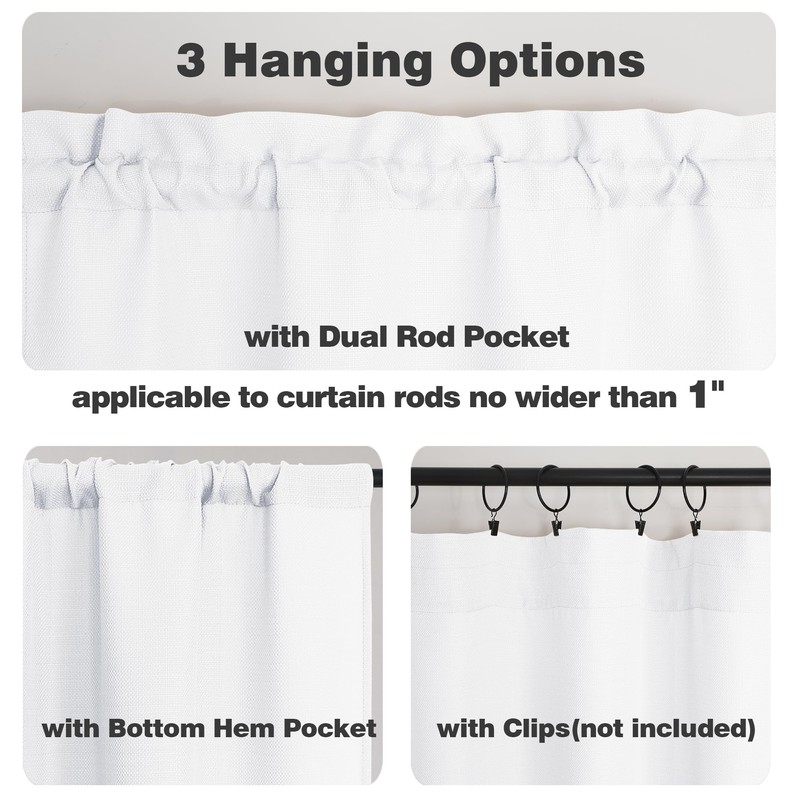 Chyhomenyc 2 Panels White Curtains 24 Inch Length Tier Curtains,