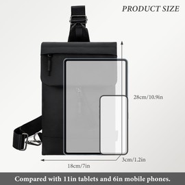 FuninCrea Men's Shoulder Bags Flap Anti Theft Sling Bag with 4 Zipper Pocket, Waterproof Synthetic Leather Small Messenger Bag Mens Crossbody Bag with Adjustable Strap (Black)