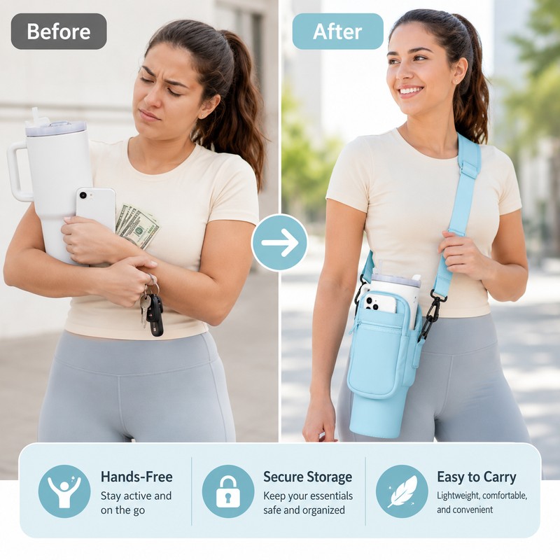 40 oz Tumbler Carrier for Hands-Free Travel – Neoprene Holder