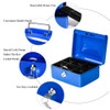 Steel Cash Box Safe with Lock 2 Keys, blue