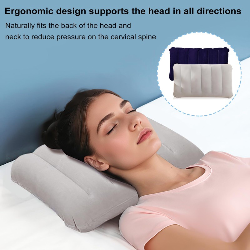 SCDZY 2 Pcs Inflatable Camping Pillow, Soft Flocked Blow Up