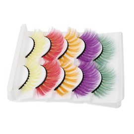 Healeved 5pairs Fake Eyelashes Rainbow Lashes Colorful Lashes Strips Dense Eyelashes Colored Eyelashes Fluffy Colored Lashes False Eyelash Colored Lash Clusters Colored False Imitation
