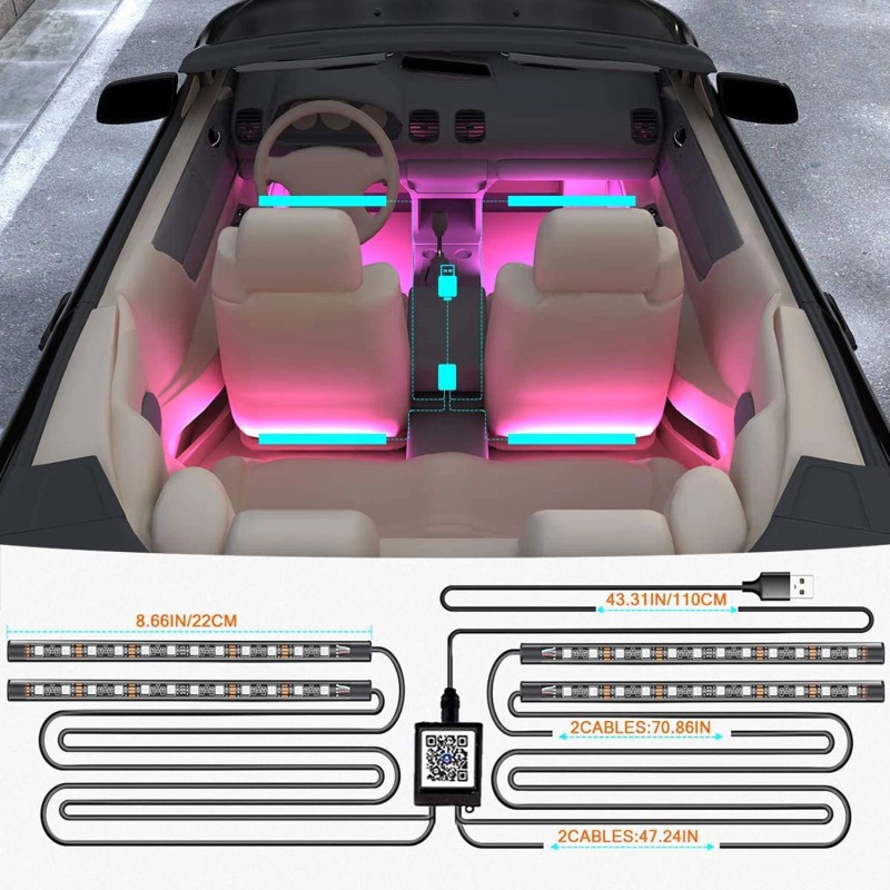 G4 AUTO LED Interior Light Kit 8 Color RGB Footwell