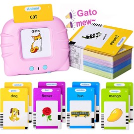 Juguetes de Aprendizaje con 255 Tarjetas Flash Parlantes, 510 Palabras Juego de Alfabetización Divertido en Español e Inglés, Lectura Bilingüe Juguetes Educativos, Juguetes Regalo de Cumpleaños para niños