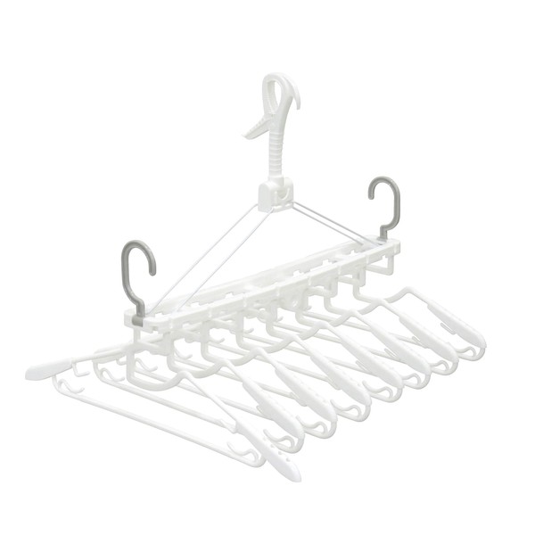 Towa Sangyo 25280 Laundry Clothes Drying Hanger, White, 15.2 x 20.1 x 16.5 inches (38.5 x 51 x 42 cm), Compatible with Low Rods, MS 8 Hanger